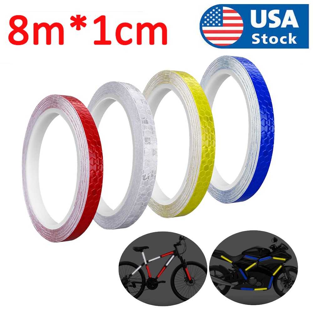 8 m Roll 1 cm Reflective Sticker Safety Tape Self Adhesive Pinstripe Strip Decal