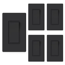 ELEGRP Matte Black Single Pole Decorator Light Switch, 15Amp 120-277V, Paddle...