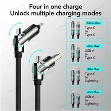 4 in 1 Multi-USB Charging Cable -MAX 240W Fast Charging/with USB A+Type C 6.6ft