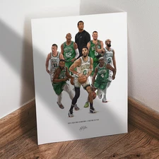 Boston Celtics Poster 2023-2024 Basketball Champions Illustration 8x10 Art Print