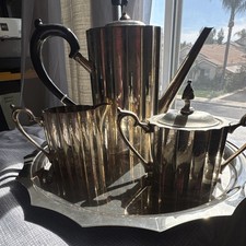 Godinger Silverplate Coffee Tea Set with Tray Post-1940 Elegant Matching Service