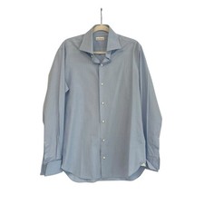 Sartoria Partenopea Napoli Blue Dress French Cuff Shirt Size 15 3/4 Classic