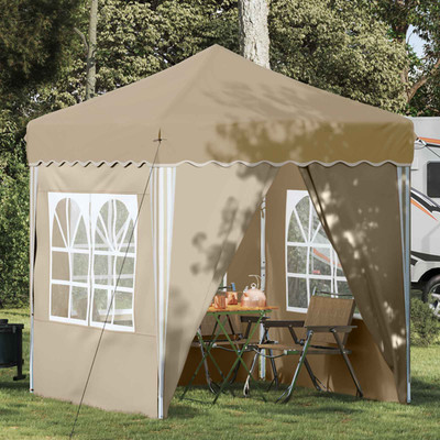 Pop-Up Partyzelt creme 195x195x245cm Oxford Stoff pulverbeschichteter Stahl UV-beständig