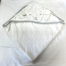 Carters Baby Hooded Towel With Sheep Design  Striped Trim