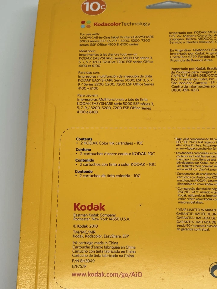 Cartuchos de tinta para impresora Kodak Color 10C (2) paquete doble 2x420 páginas nuevos Foto 4 de 4