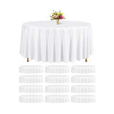 Teruntrue 12 Packs White Round Tablecloths 120 inch Round Table Cloth, Washab...