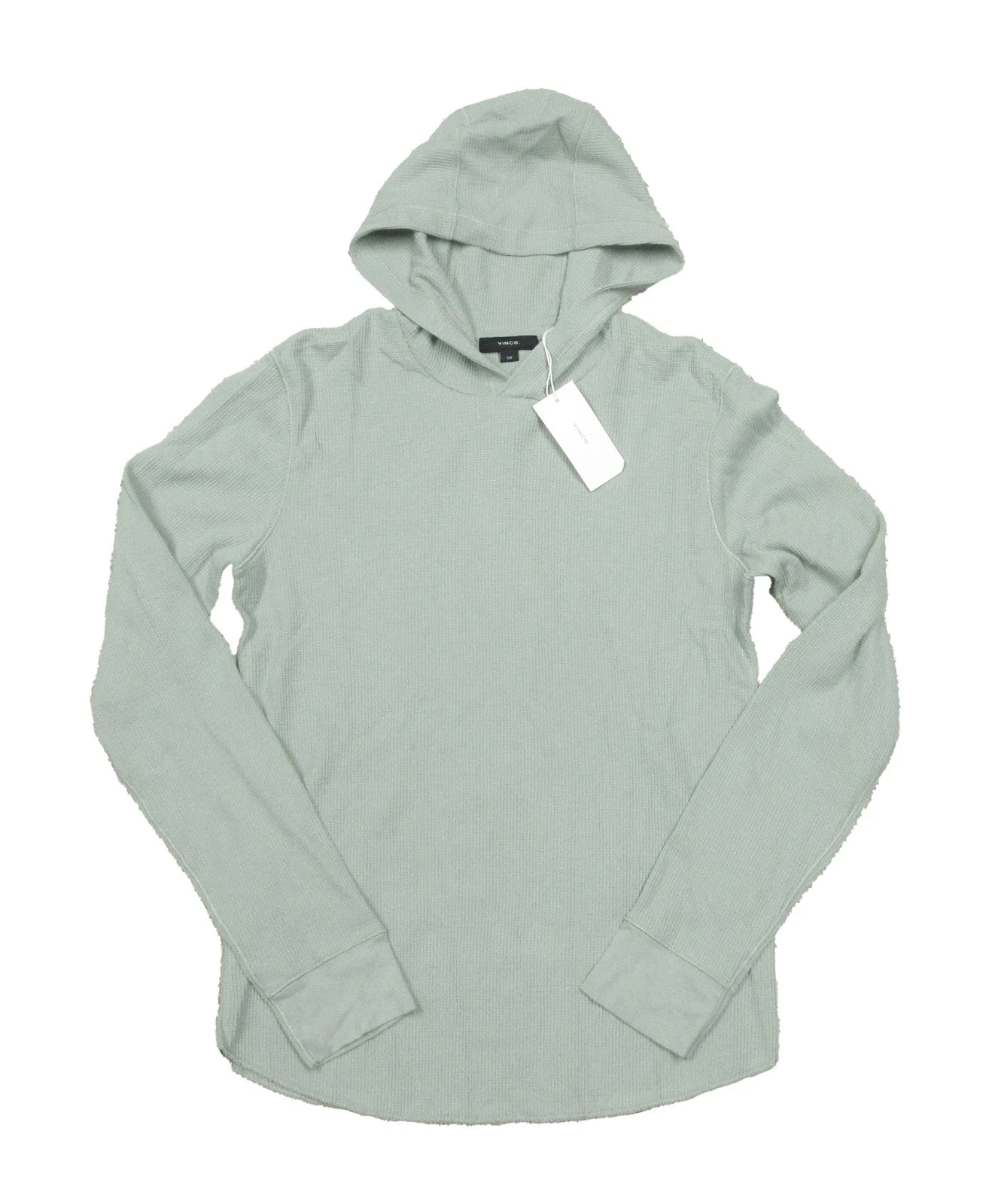 Vince Men's Patin Green Waffle Knit Thermal Pullover Hoodie (S)