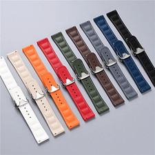 20/21/22mm FKM Rubber Sailcloth Watch Strap Quick Release Deployant Clasp