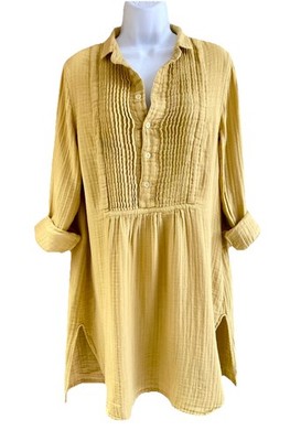CP Shades Yoko Tunic Mini Dress Small S Button Cotton Gauze Side Slits Unworn