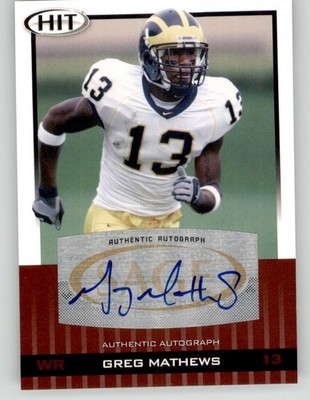 2010 Sage Hit Autographs Greg Mathews RC #23