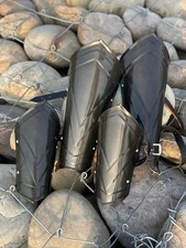 Black Steel Medieval Knight Arm Leg Guard Set Gothic Armor Vambrace LARP Cosplay