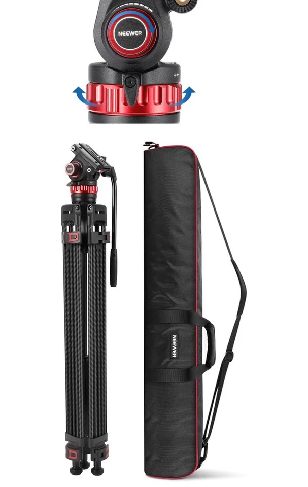 Neewer TP76 78"Professional Carbon Fiber Video Tripod with Adjustable Fluid Head - Image 4 of 4