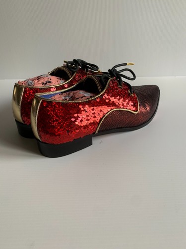 Irregular Choice Mighty Fine zapatos Reino Unido 5 UE 38 NUEVO lentejuelas rojas Nuevo en caja dorado metálico - Imagen 5 de 10