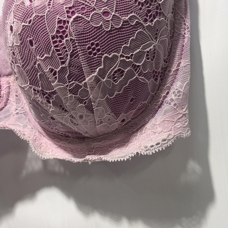 Sujetador Rampage rosa encaje sobre púrpura con aros tejido floral 40D para mujer Foto 4 de 4