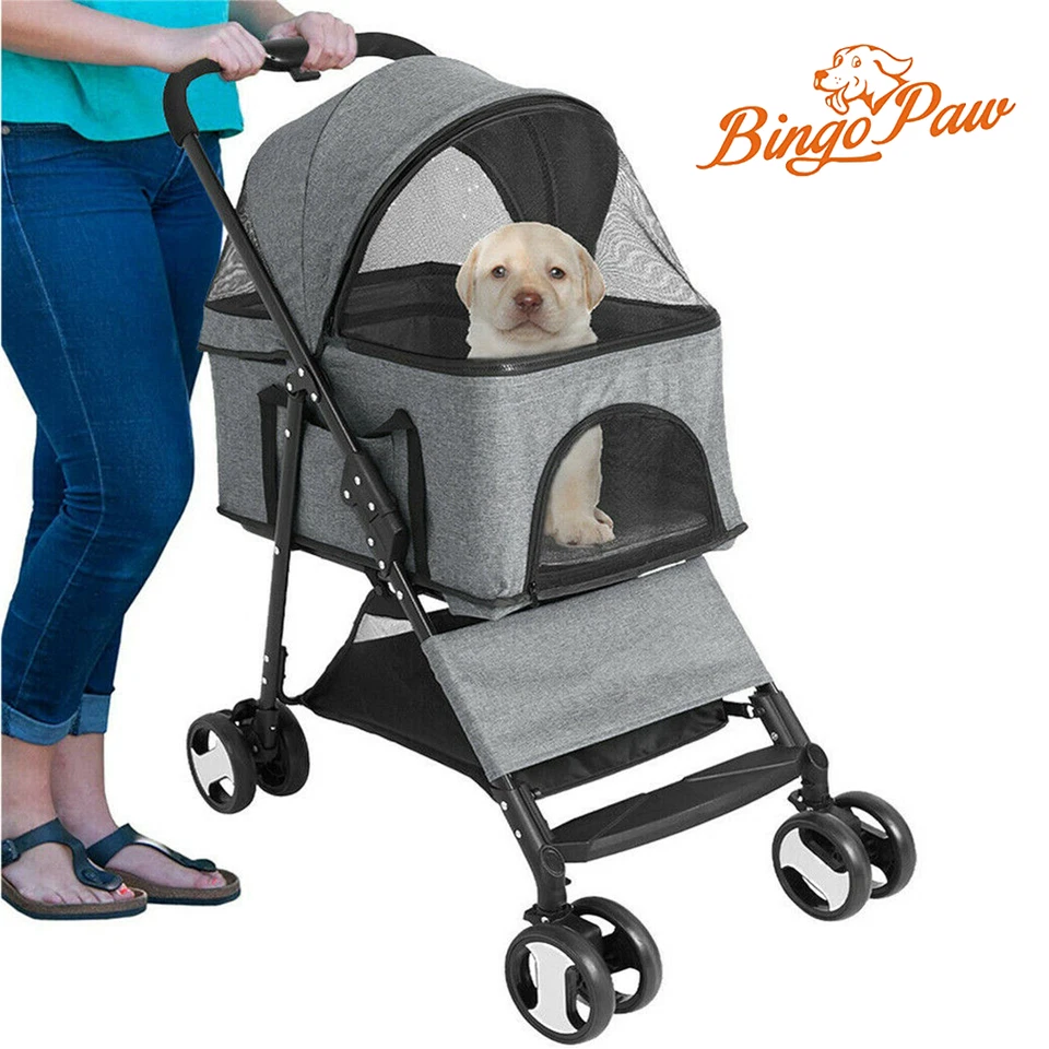 Haustier Buggy Hundebuggy Hundewagen bis 20KG klappbar Katzenbuggy Ablagekörbe