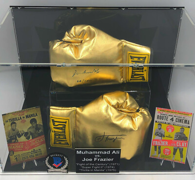 Muhammad Ali vs Joe Frazier SIGNIERTE BOXHANDSCHUHE im Showcase Beckett Authenic