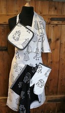 Kracht K&uuml;chen Set Geschirr-Trockentuch Sch&uuml;rze Topflappen Ofenhandschuh "Katze"