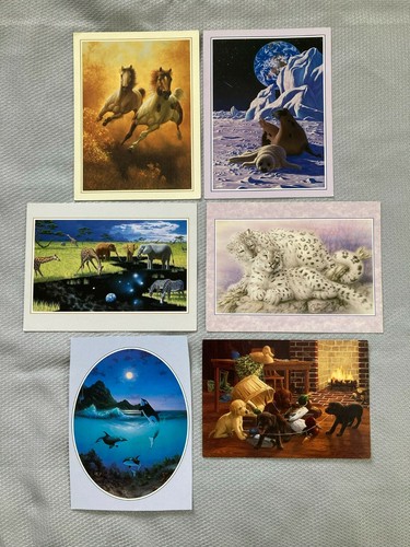 Vintage Leanin Tree Wildlife Gallery 1990’s Notecards Art Lot Horses Leopard