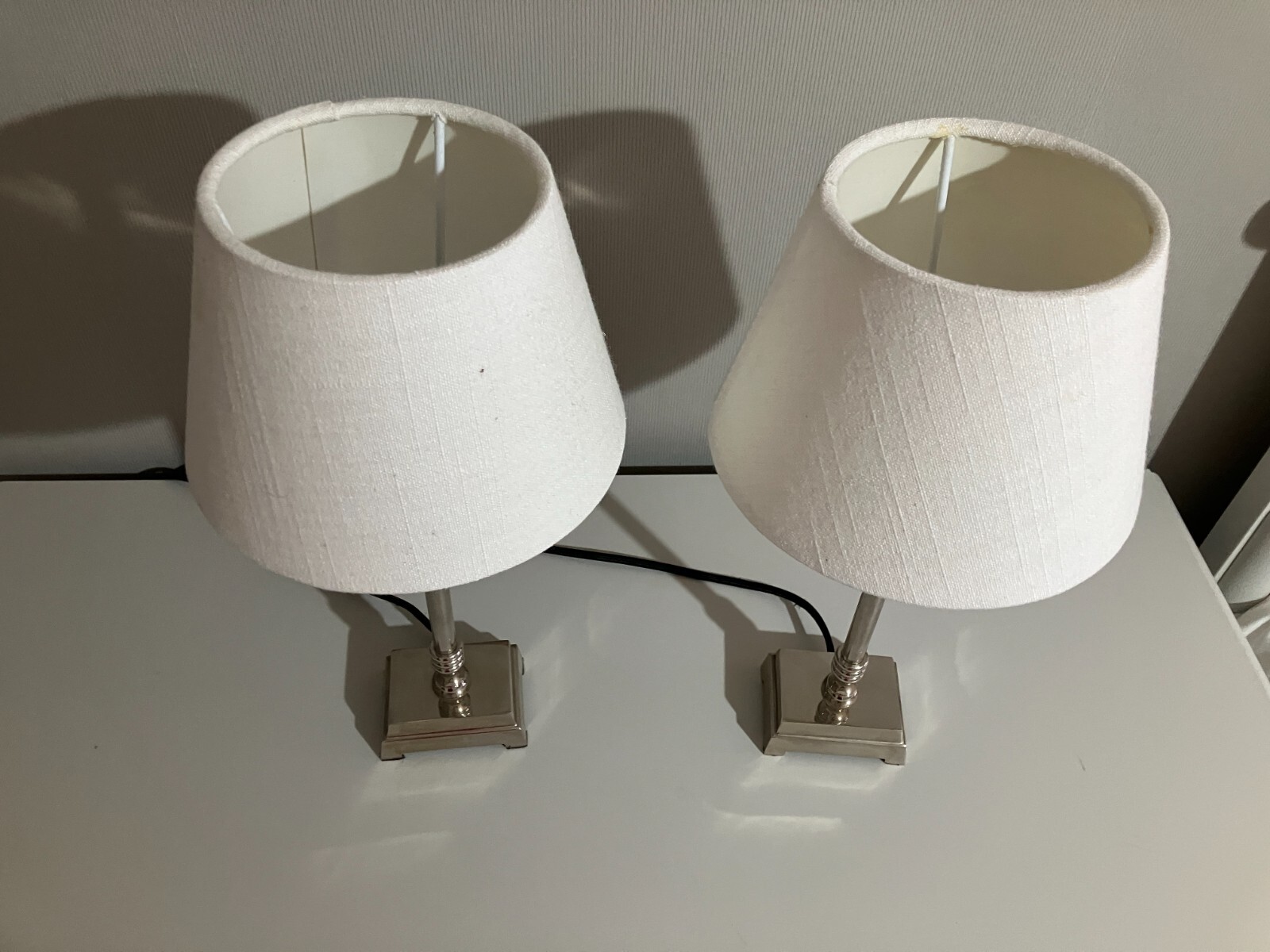 SET 2 NEPTUNE LAMPS HANOVER TABLE LIGHTS Lamps 15" HIGH CREAM SHADES eBay
