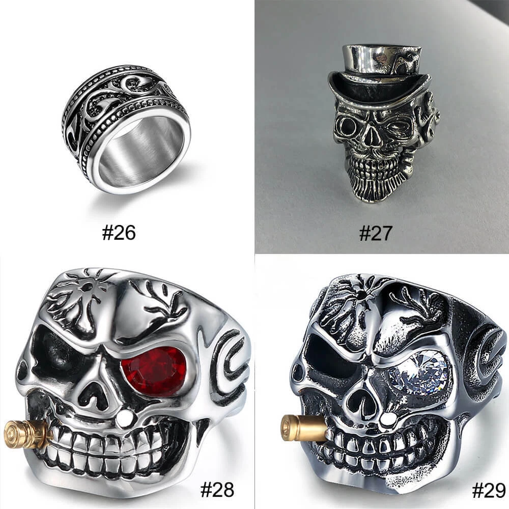 Silver biker shop rings