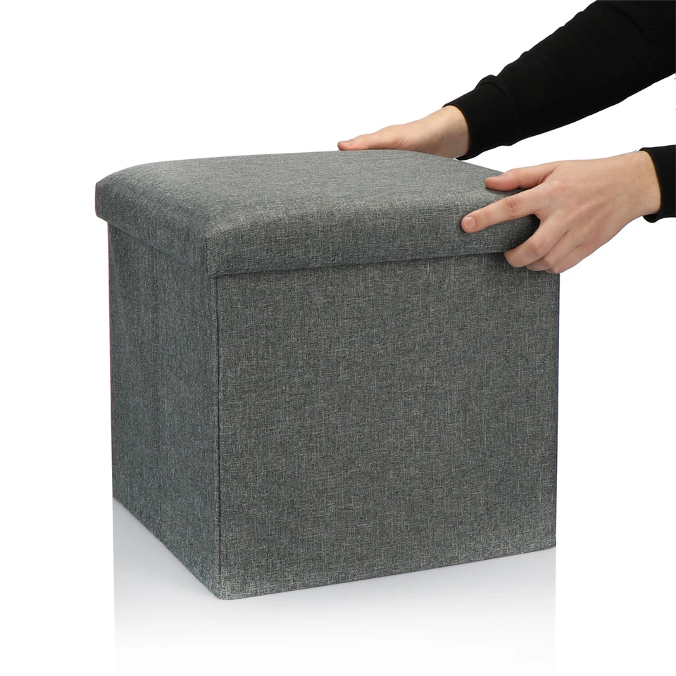 Faltbarer Hocker - Sitzhocker mit Stauraum - Aufbewahrungsbox - grau  - 40 L - Bild 4 von 4