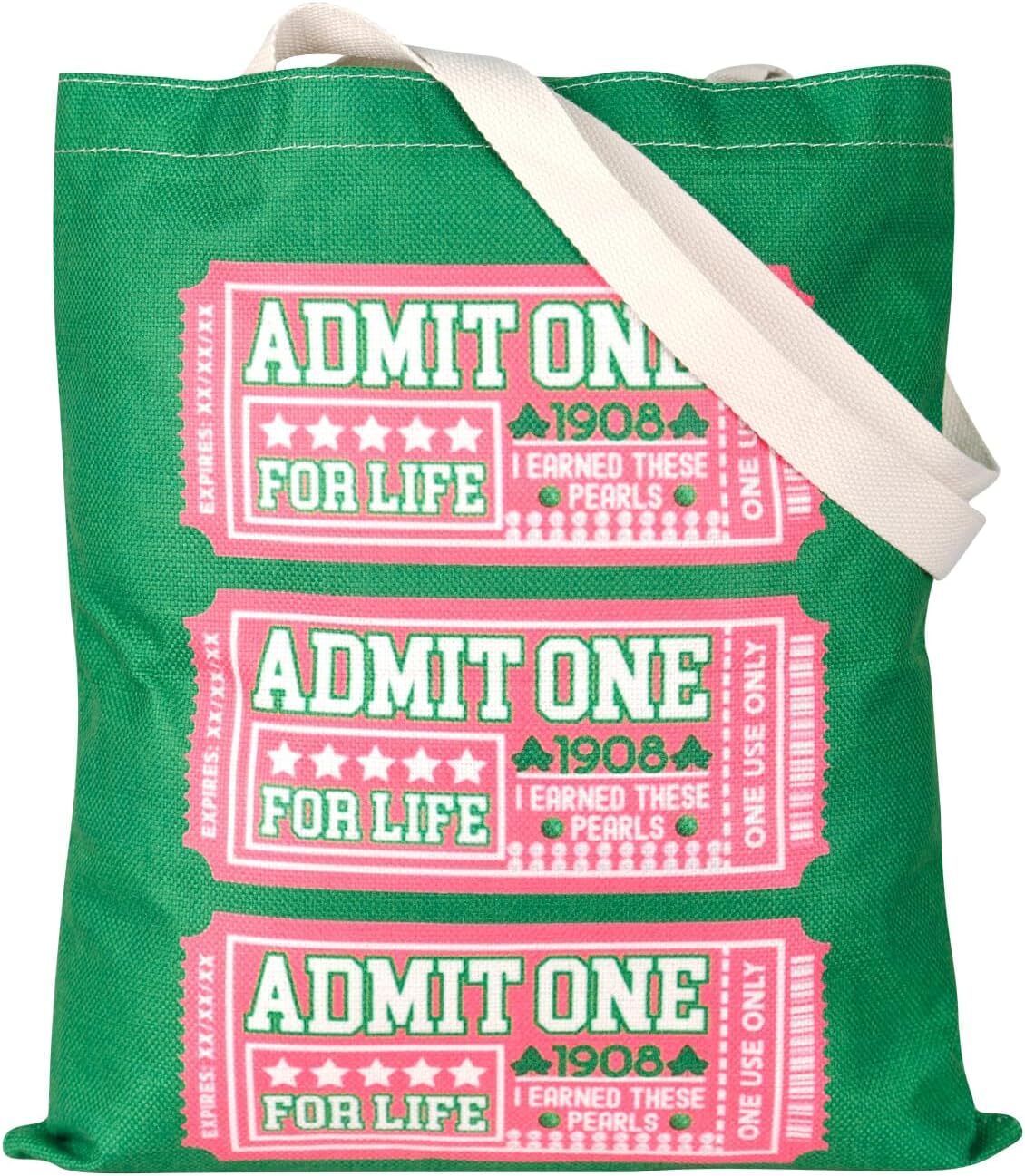JXGZSO Funny Pink and Green Sorority Shopping Bag Tote