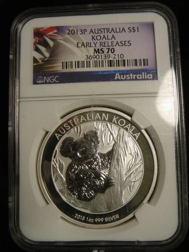 2013 P Australia $1 Silver Dollar 1 oz Silver Koala NGC MS70 EARLY RELEASES