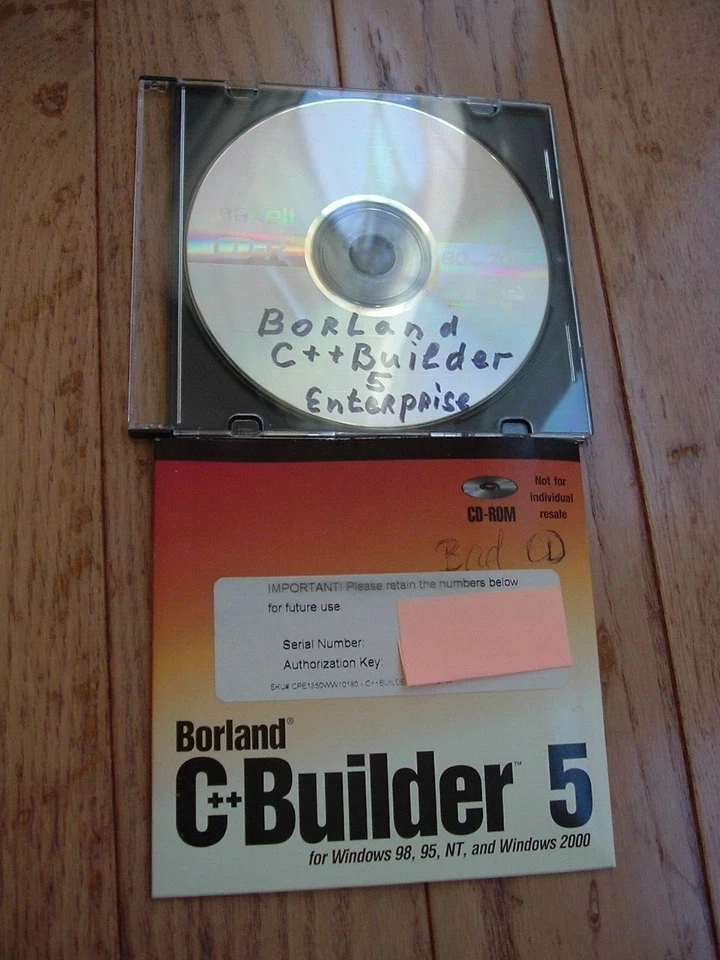 Borland C++ Builder 5 Enterprise Upgrade,Delphi 4,JBulder 3 Disks,KEY,Serial num - Image 4 of 4