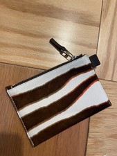 Theory Zebra Metal Zipper Pouch Wallet Leather Pony Print