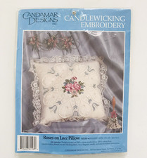 Candamar Designs ROSES ON LACE Pillow Kit 14"x14" Candlewicking Embroidery NEW