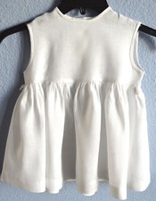 VINTAGE 1950s LITTLE GIRL CHILDS DRESS WHITE CRISP STIFF LINEN FULL SKIRT