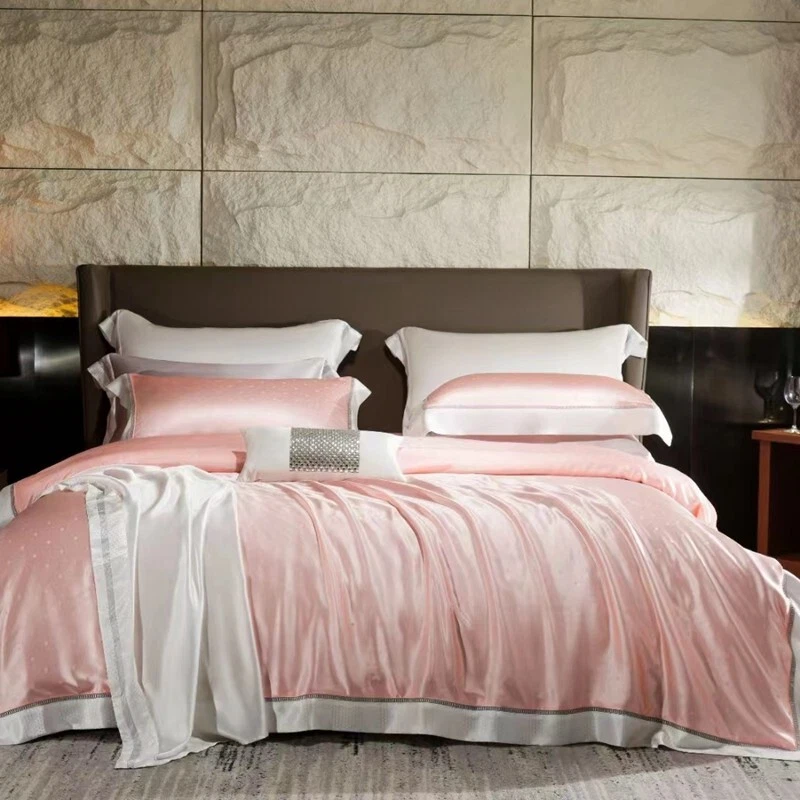 Juego de cama de lujo de 22 mm - Juego de sábanas planas fundas de edredón 100 % seda morera 4 piezas Foto 2 de 4