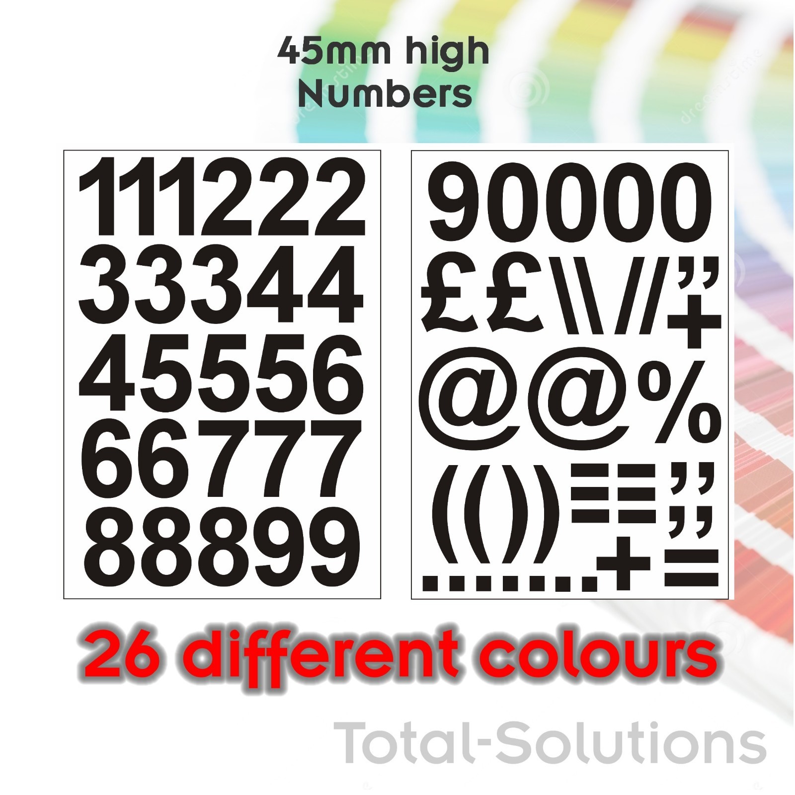 45mm Self Adhesive Vinyl Letters and Numbers Upper & Lowercase 24