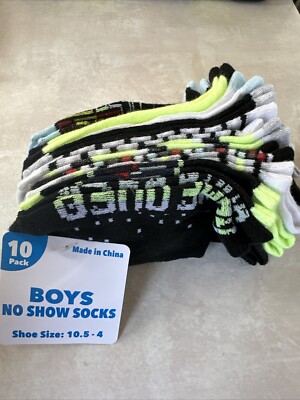10 Pack Boys No Show Socks Size 10.5-4 Video Game Pattern