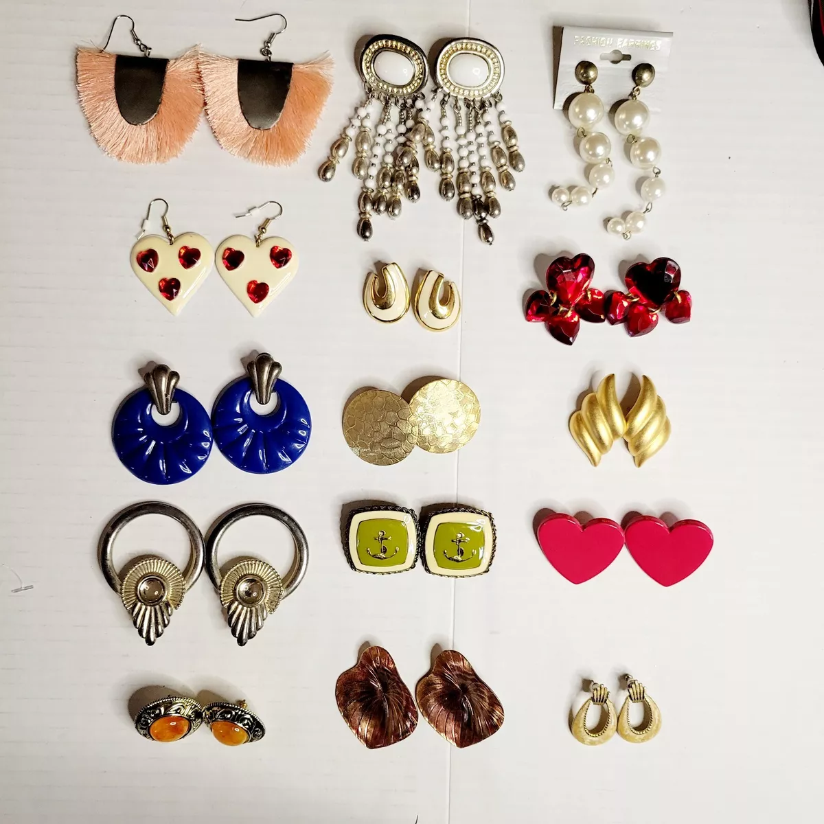 Vintage PIERCED Earrings Lot of 15 Pair Large Unusual Post and