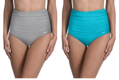 Feba Damen Hoch taillierte Bikinihose Bikini-Set Stretch Strandmode EU 36-44