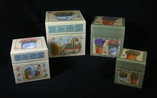 Set of 4 HTF Legacy Publishing Spring Print Nesting Git Boxes Debra Strain New