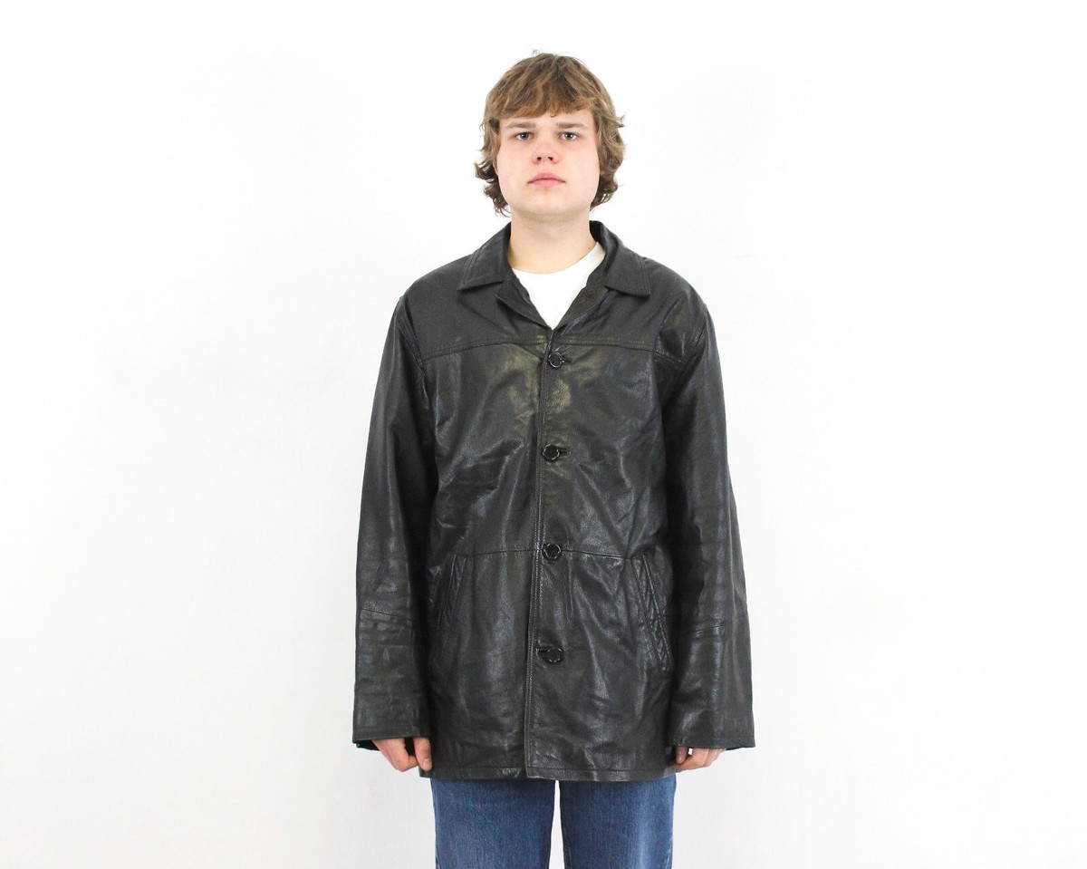 HOLLOWAY Men UK 40 US Leather EU 50 Coat Jacket Blazer Black HOLLOWAY Men UK 40 US Leather EU 50 Coat Jacket Blazer Black