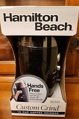 Hamilton Beach Custom Grind Coffee Bean Grinder Hands Free 15 Cup Black New