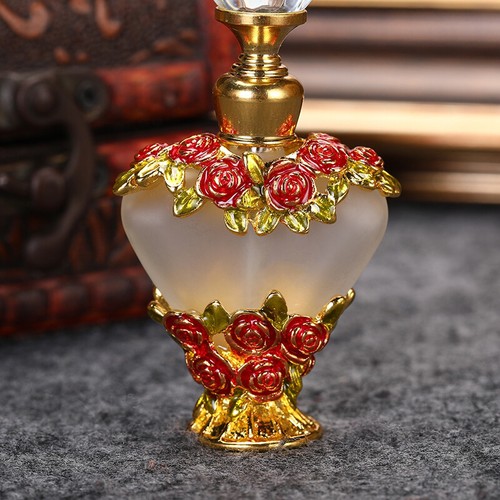 Crystal Glass Perfume Bottle 5ml Rose Heart Lady Comestic Container Collectible - Picture 9 of 15