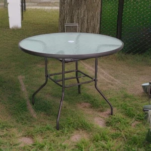Dining Steel Furniture, Patio Rim Base Outdoor Table, round Garden and Elements