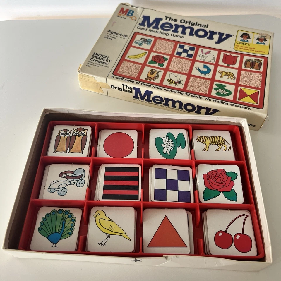 The Original Memory Card Matching Game 1980 Milton Bradley Foto 2 de 4