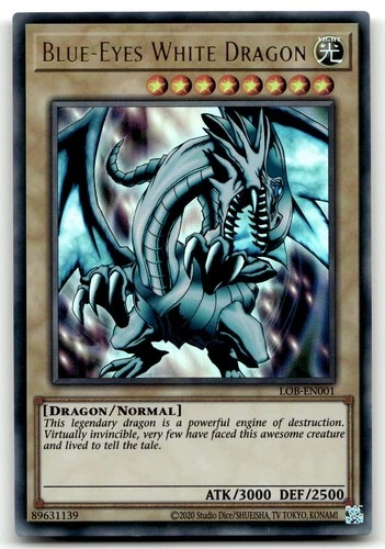 Blue-Eyes White Dragon LOB-EN001 Unlimited Ultra Rare Yu-Gi-Oh TCG LP