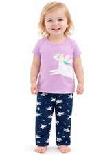Carter's Toddler Girls' 2-Piece Unicorn Cotton Top  Poly Pants Pajama Set 2T