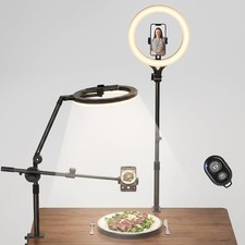 11" Ring Light with Stand, Featuring Overhead Phone Mount and Desk Ring Light wi