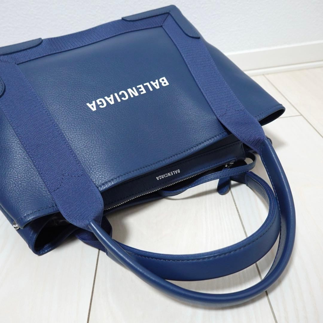 Balenciaga Navy Cabas Pouch Tote Bag Handbag Small Size S Designer Canvas Tote thumbnail 11