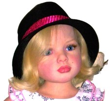 Girl NWT Capelli Kids NY Fedora Hat Black Fabric w/Pink Sequin Band One Size