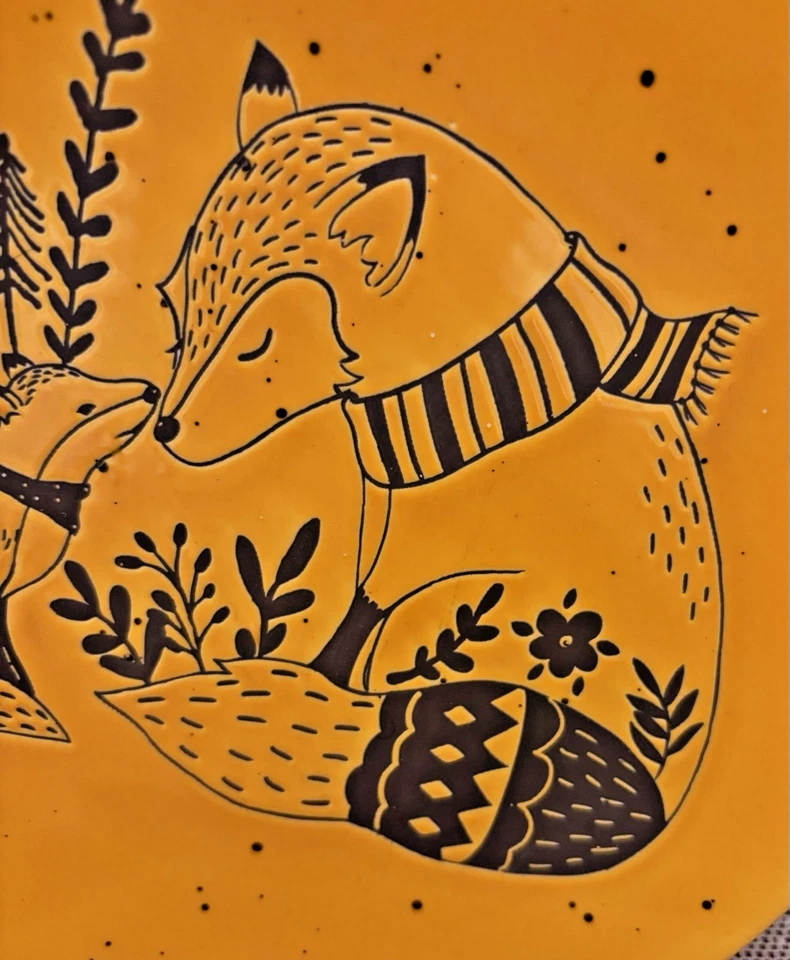 Набор столовой посуды Fox из 4 керамических тарелок Mom & Baby Fox 8,5 дюйма б/у в отличном состоянии - Изображение 3 из 4