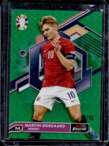 2023-24 Topps Finest Road to UEFA EURO 2024 Martin Odegaard Green Refractor #/99