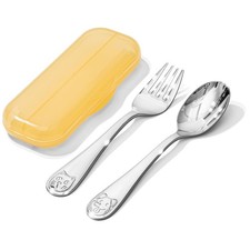 2-Piece Toddler Utensils Set, Small Fork  Spoon with Storage Case, 18/10 Sta...